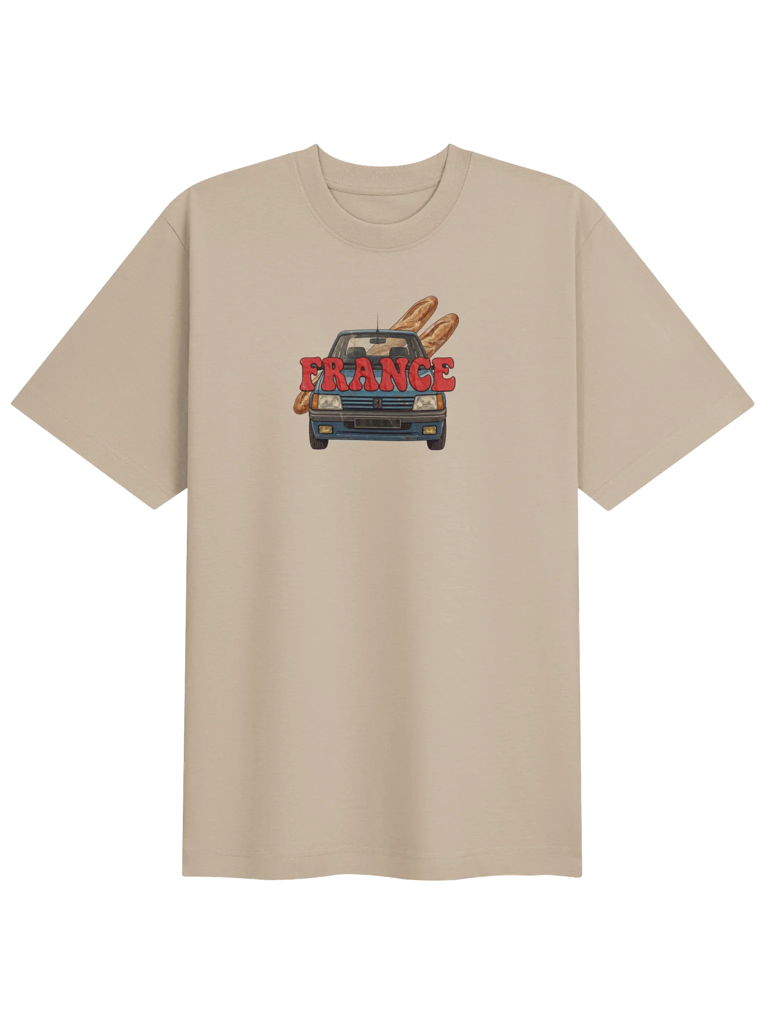 France Baguette Car Heavyweight T-Shirt – Vintage Travel Tee product image (33)