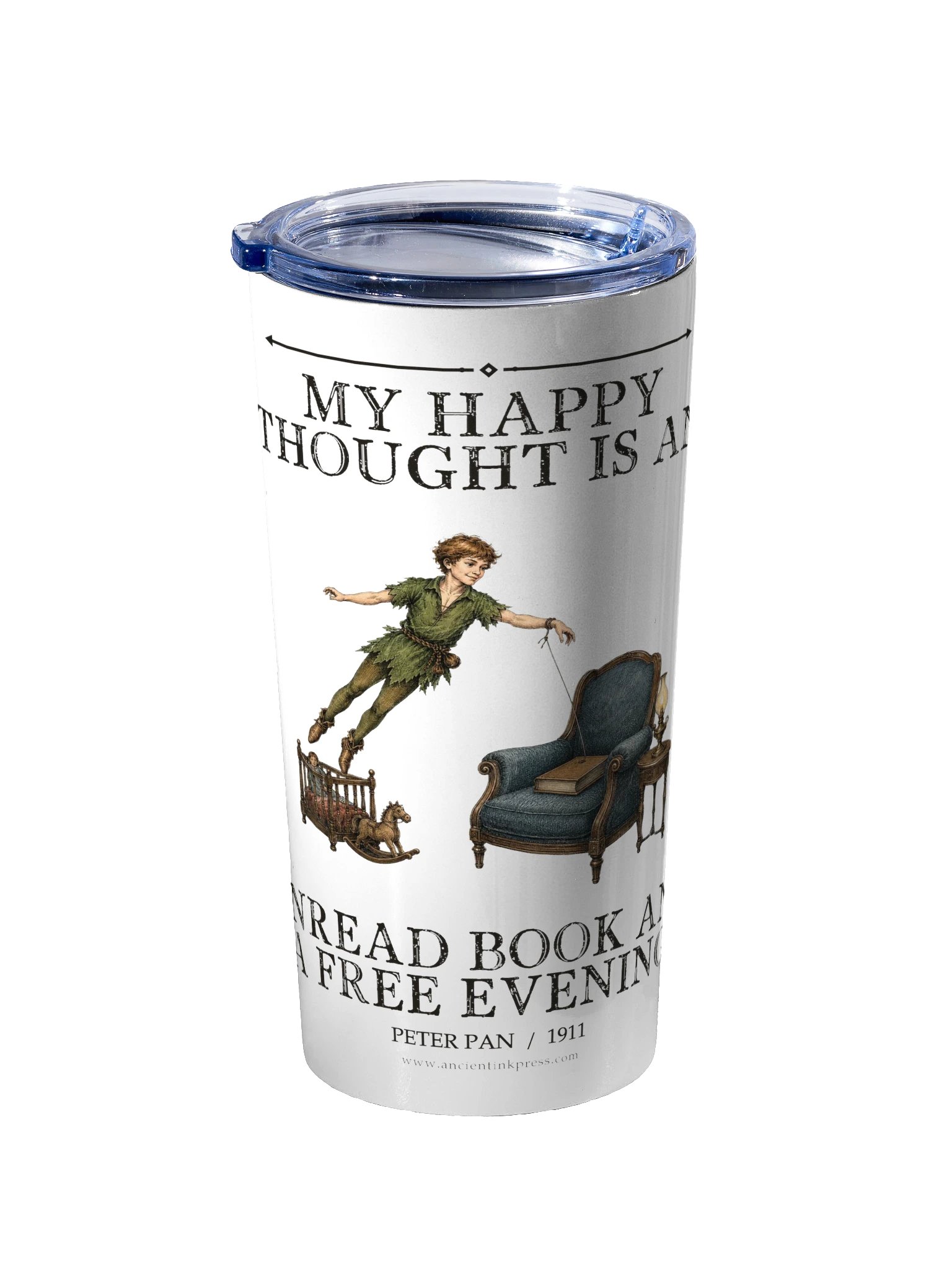 Happy Thought Unread Book Free Evening -- Peter Pan 20oz Tumbler product image (2)