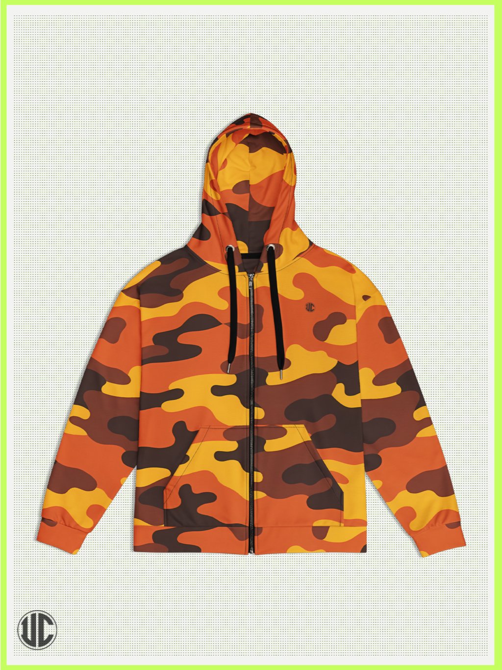 UnkoCon – Savage Sunset Orange Camo Zip Hoodie product image (1)