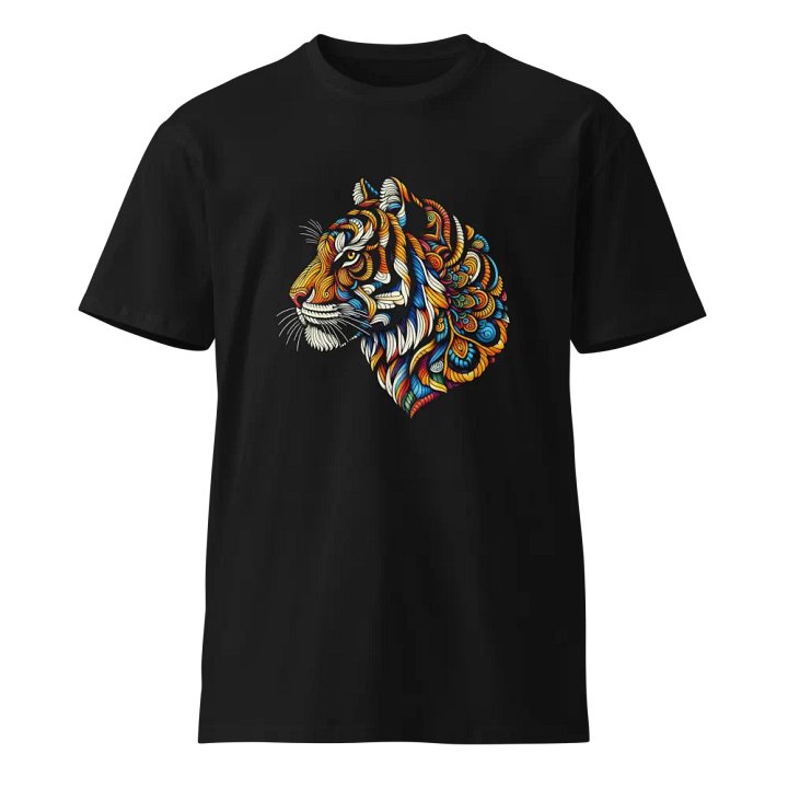 Men's Black Short-Sleeved T-Shirt with Tiger Print and Mandala Design – Bold and Stylish! product image (1)