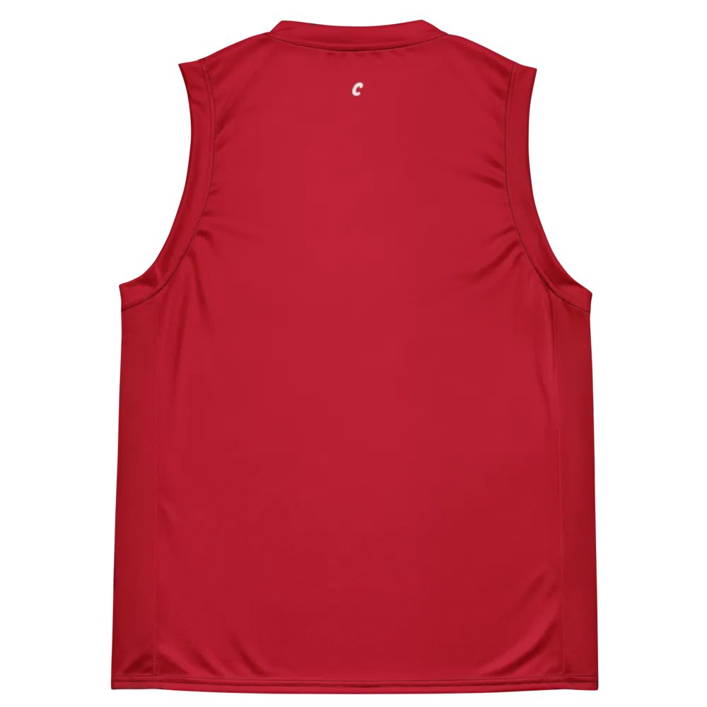Recycled Unisex Red Basketball Jersey product image (2)