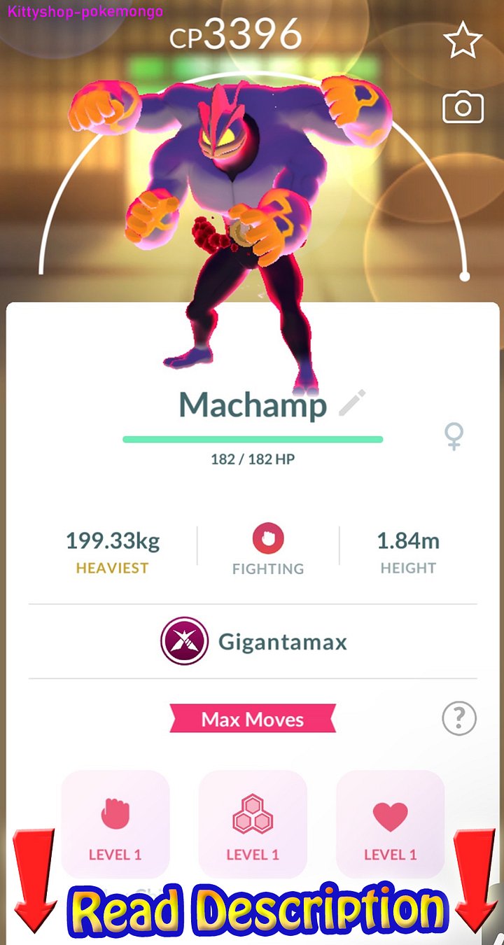 🟢Level 50 Gigantamax Machamp MAXED 3 Move Trade go Fast Shipping ✅ product image (1)