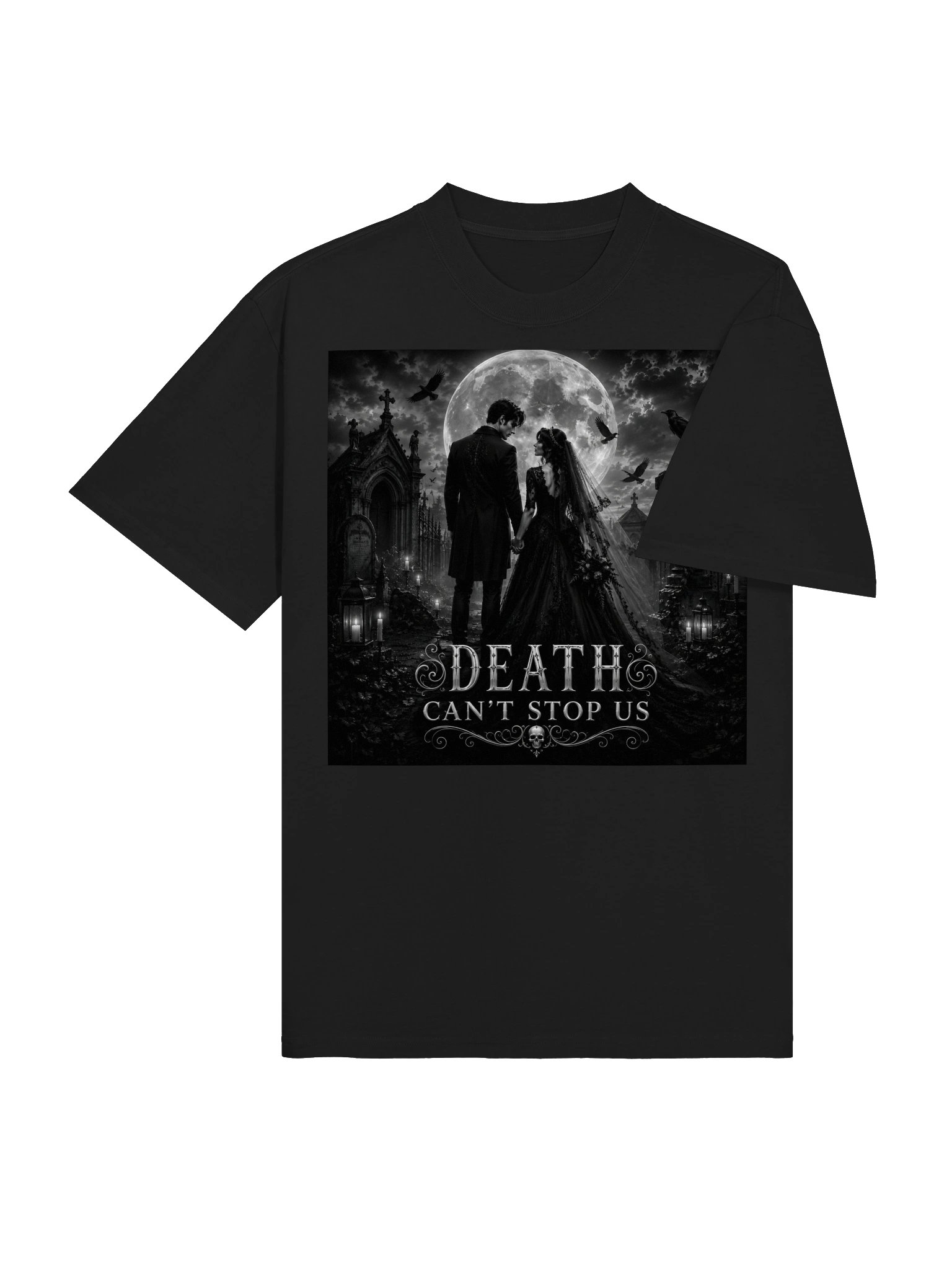 Death Can't Stop Us Gothic Wedding T-Shirt | Gothic Bride Bachelorette Party Bridal Shower Gift product image (5)