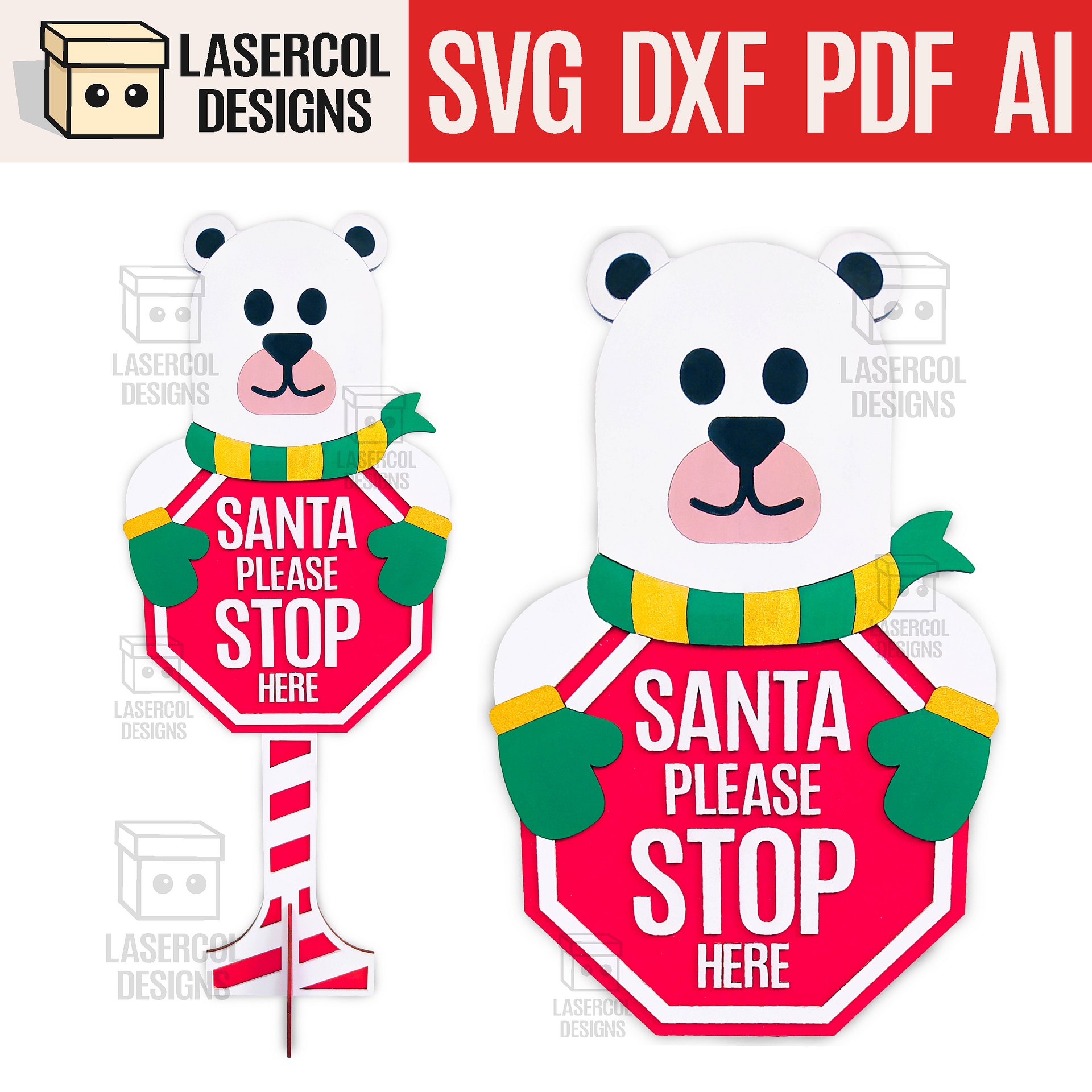 Santa Please Stop Here Signs Bundle - Laser Cut Files product image (6)