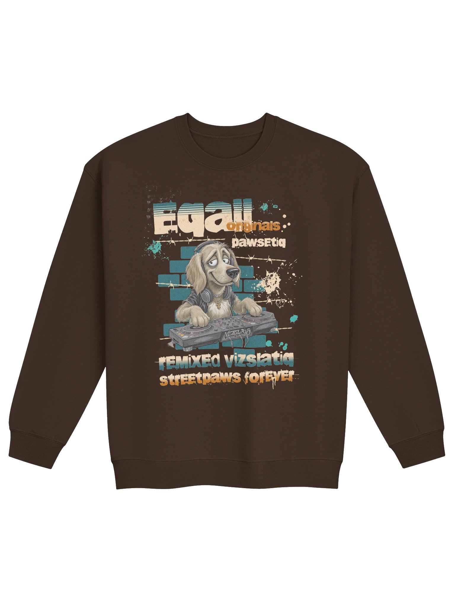 Urban DJ Dog VIZSLATIQ Vibes Mid-weight PAWSETIQ Crewneck by EQALL® Originals_Green_Mustard_Beige product image (2)