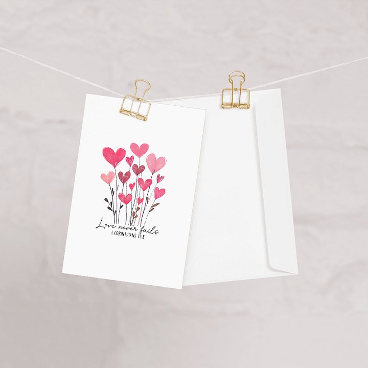 “Love Never Fails” Greeting Card — 1 Corinthians 13:8 product image (1)
