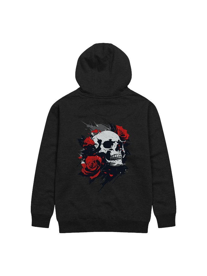 Rose-Adorned Skull Back Printed Hoodie product image (2)