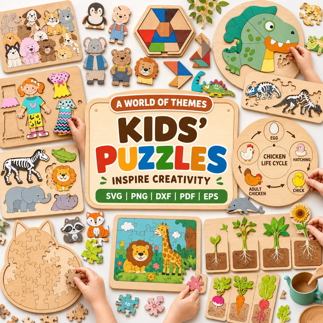 300+ Laser Cut Puzzle Designs for Children Bundle product image (1)