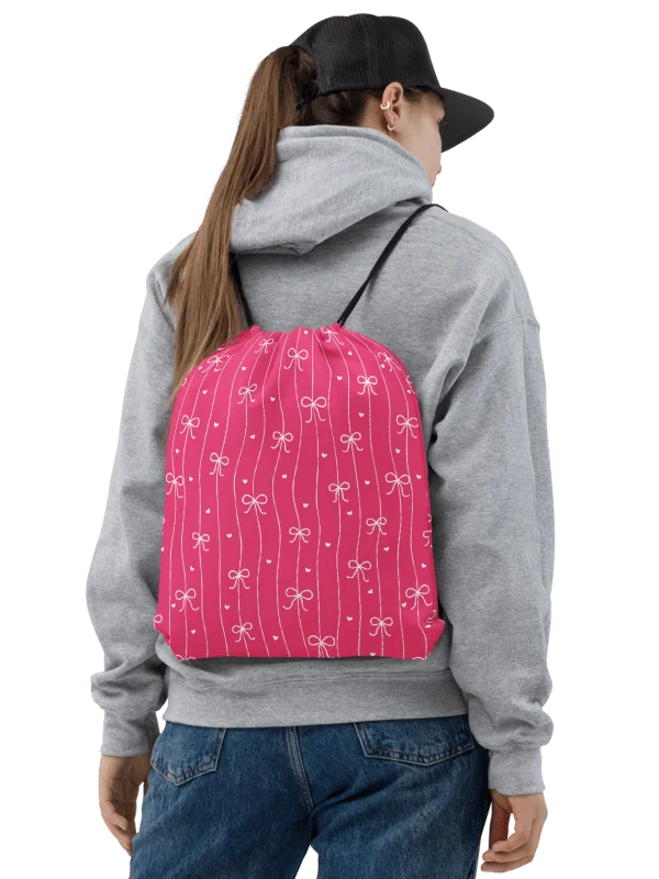 Pink Bow Coquette Gym Drawstring Bag product image (1)