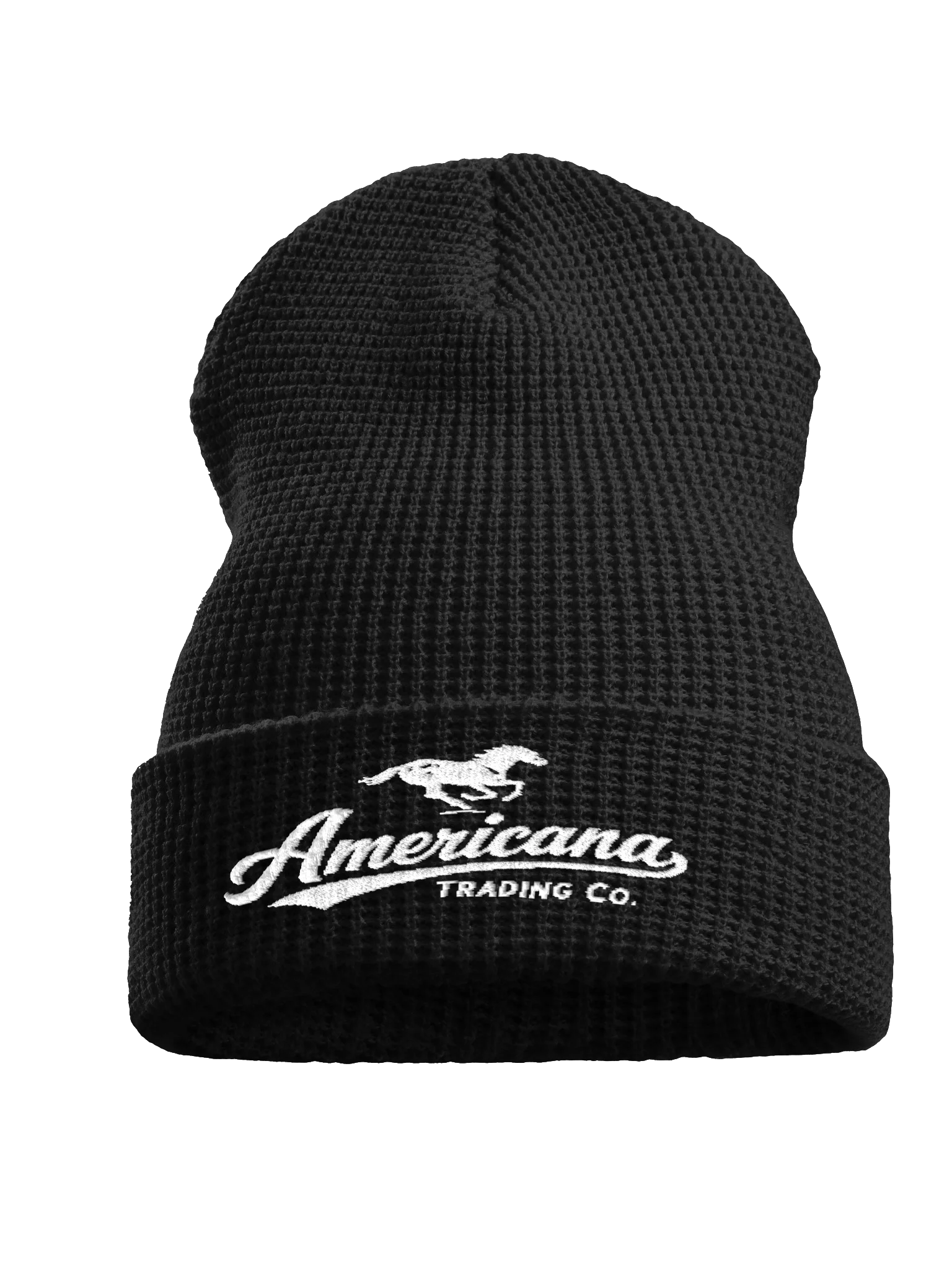 Americana Waffle Beanie — Black
