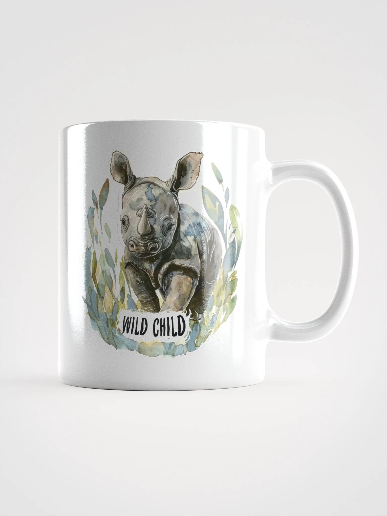 Wild Child Rhino White Glossy Mug product image (3)