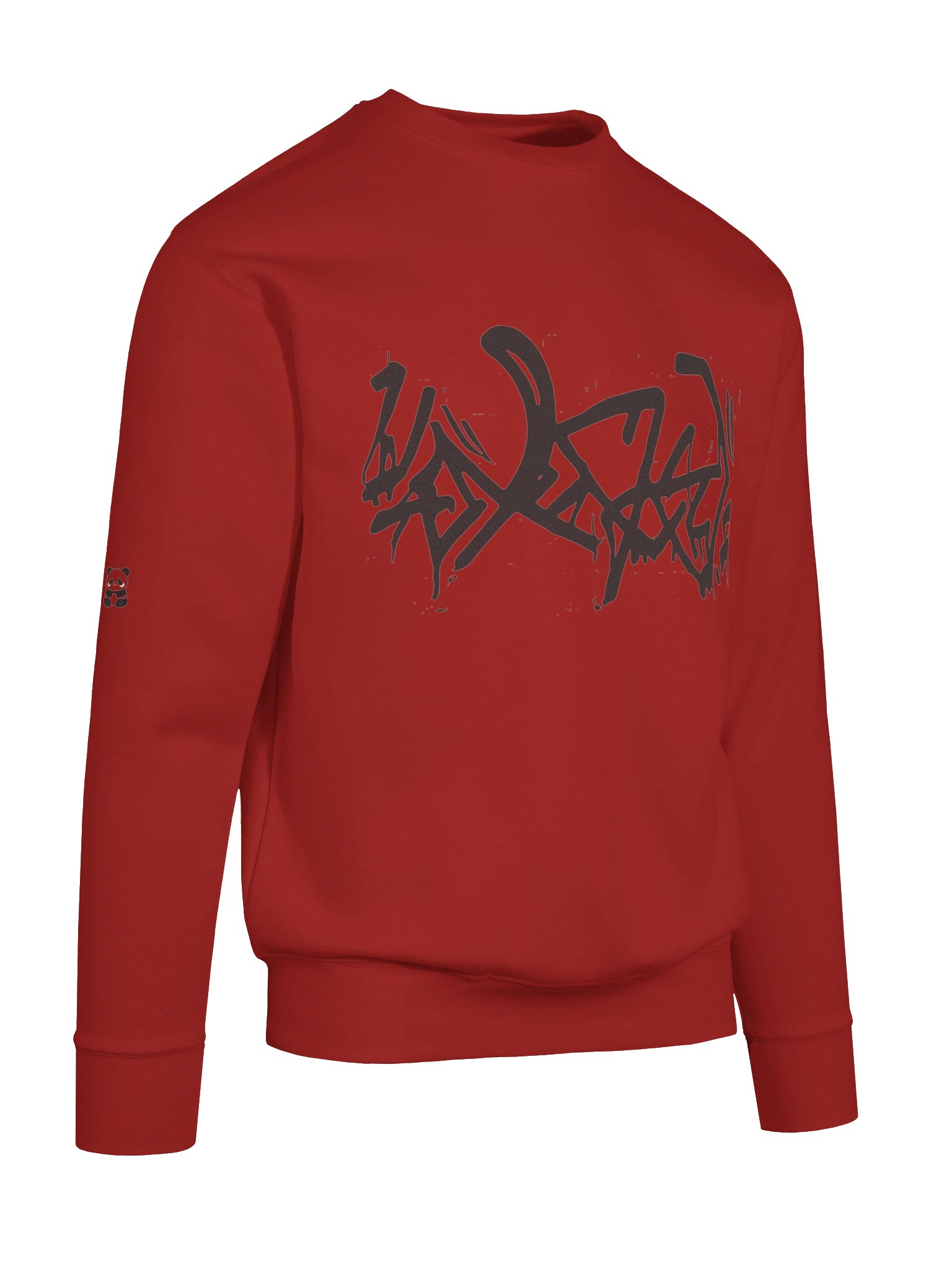 Hidenza Graffiti Tag Sweatshirt – Red Oversized Streetwear Crewneck with Panda Sleeve Detail product image (10)
