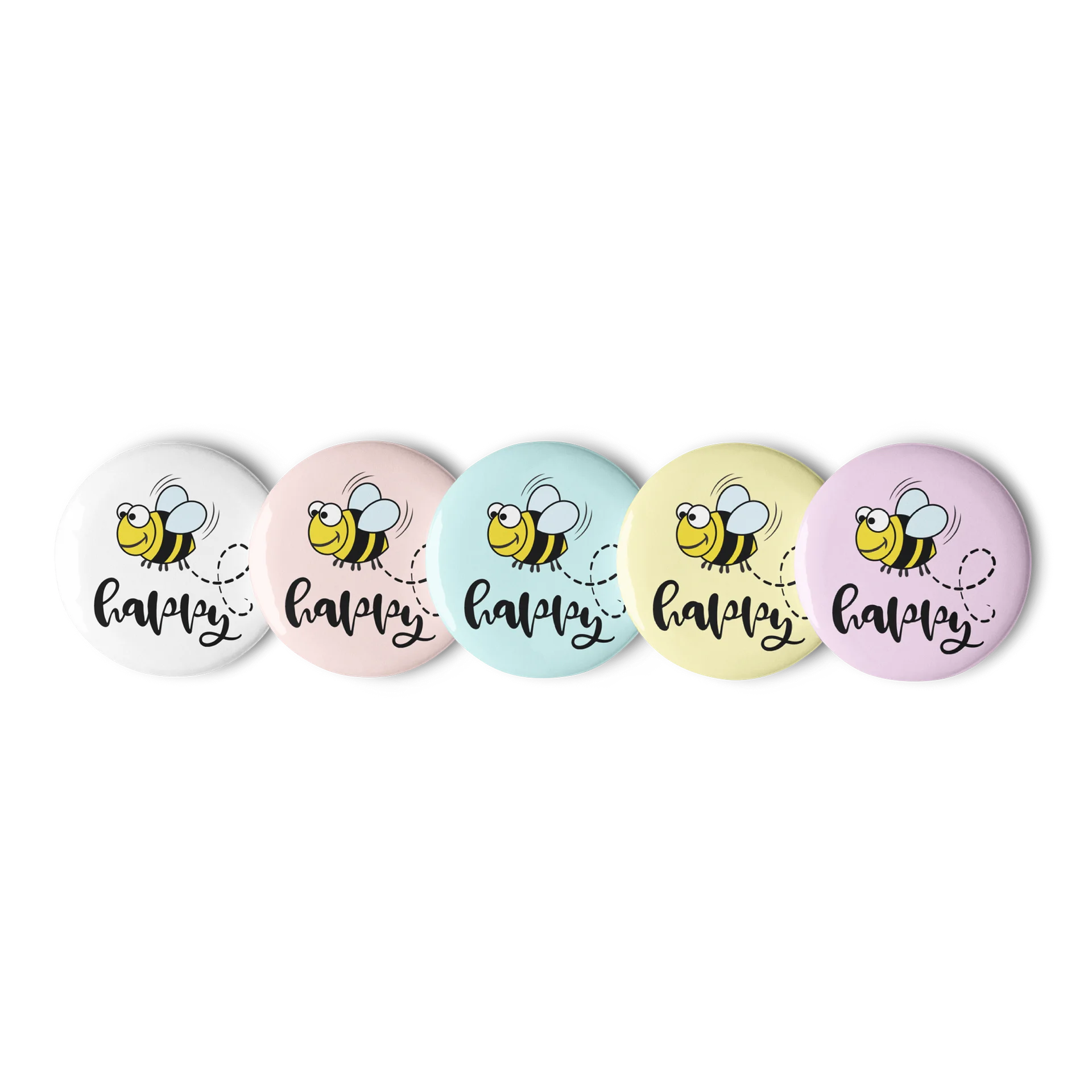 Happy Bee Pins – Cute Pastel Button Pins product image (2)