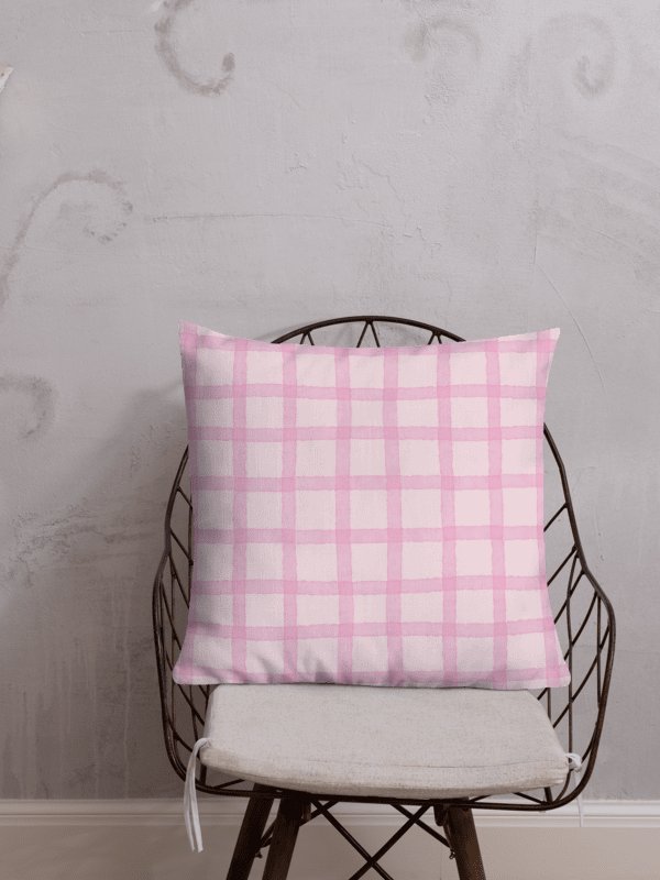 SOFT PINK GINGHAM WATERCOLOR COTTAGE PILLOW product image (2)