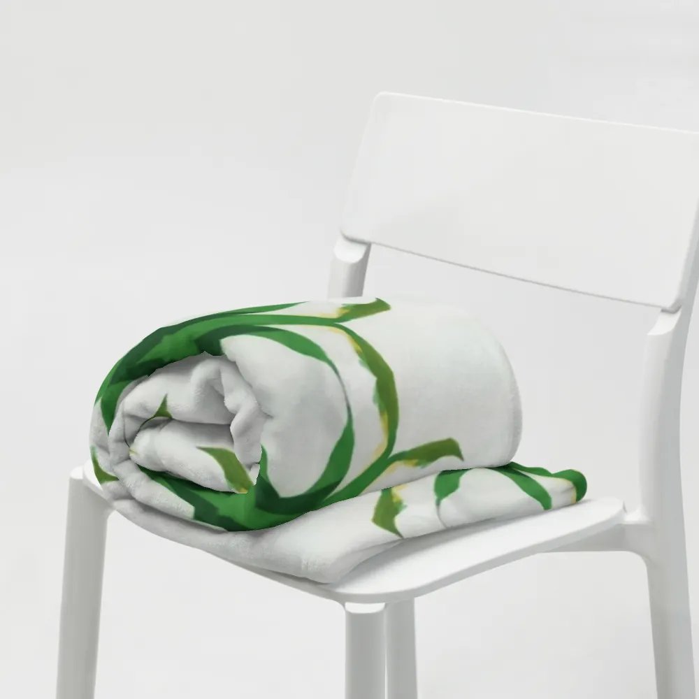 White & Green Floral Throw Blanket product image (9)