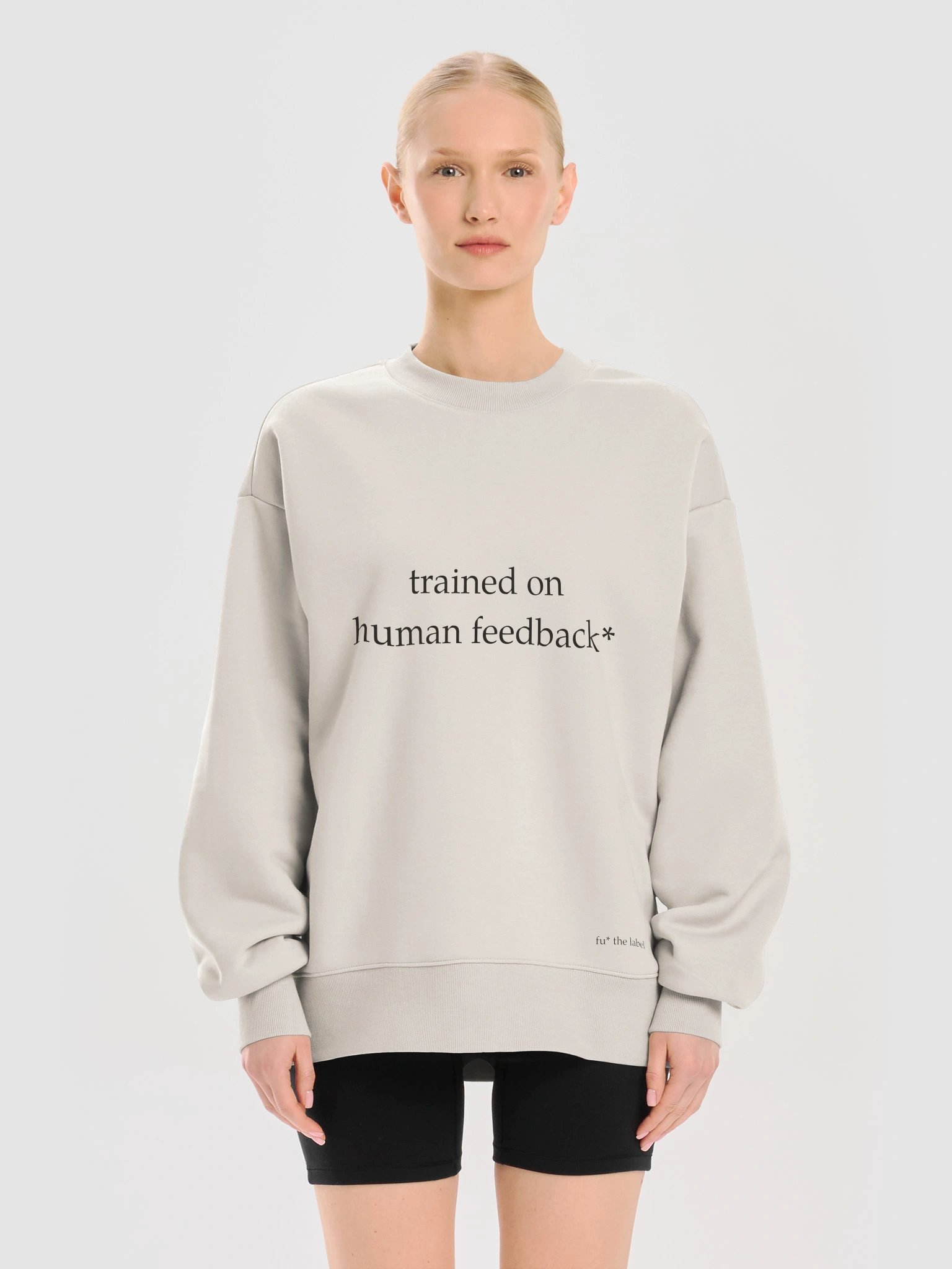 trained on human feedback* — heavy crewneck product image (9)