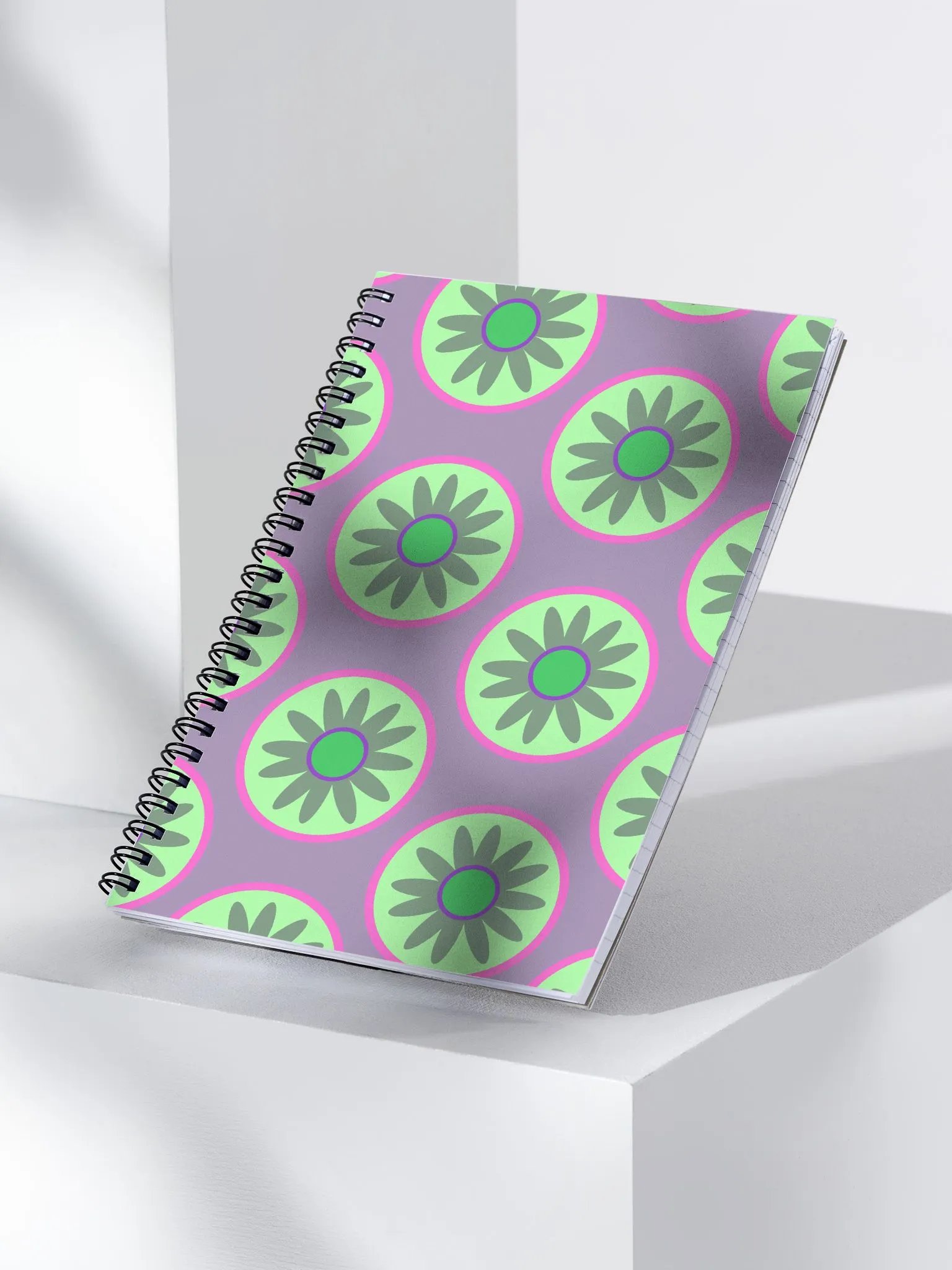 green daisy in circle design notebook product image (3)