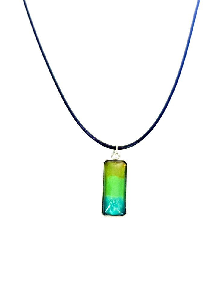 MFD-00150 | Electric Tide Pendant Necklace | Yellow Green Gradient | Rectangle Cabochon | Monique Faella Designs™ product image (2)