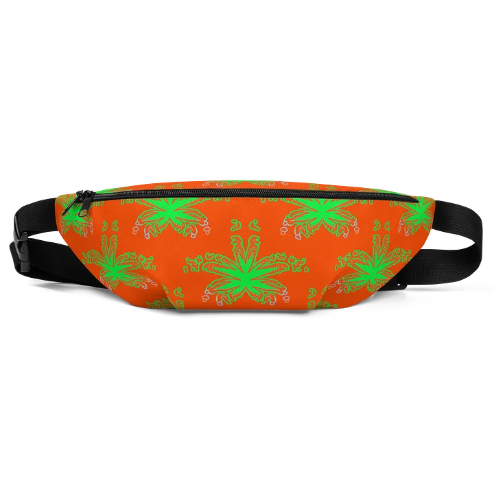 Cannabis Art 420 Festival Fanny Pack, Pot Leaf Pattern Accessory, Orange Green Ganja Weed Leaves Stoner Fashion product image (1)