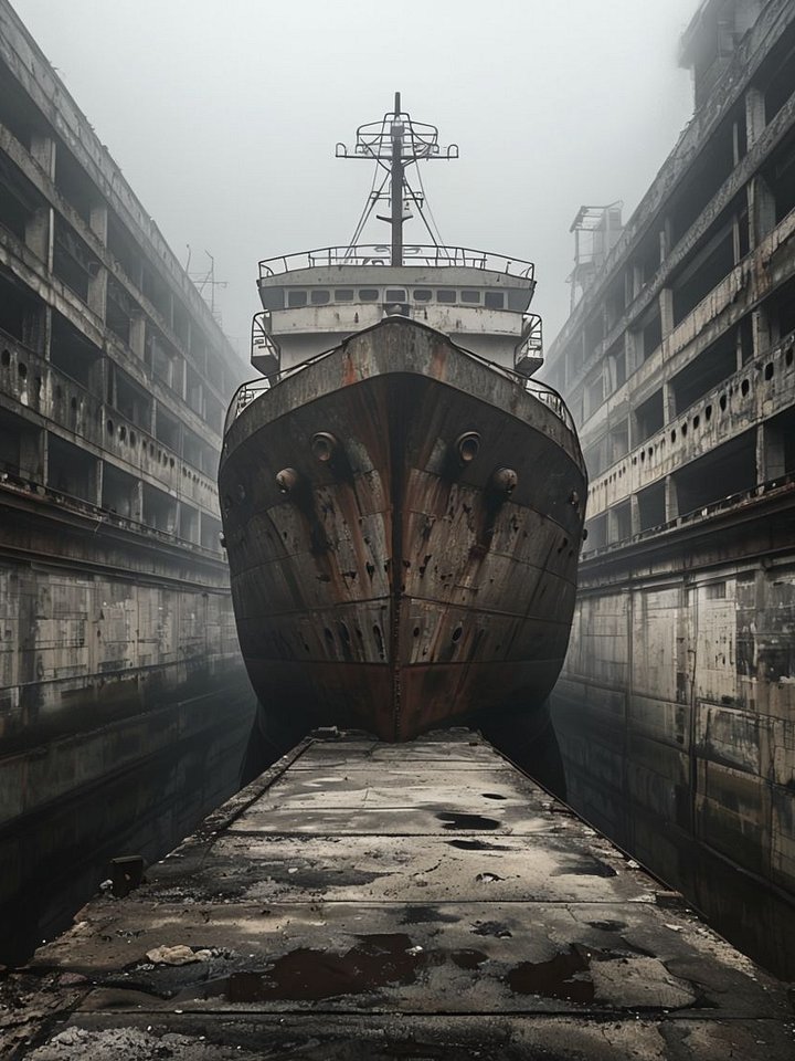 Moody Docked Ship Framed Poster product image (1)
