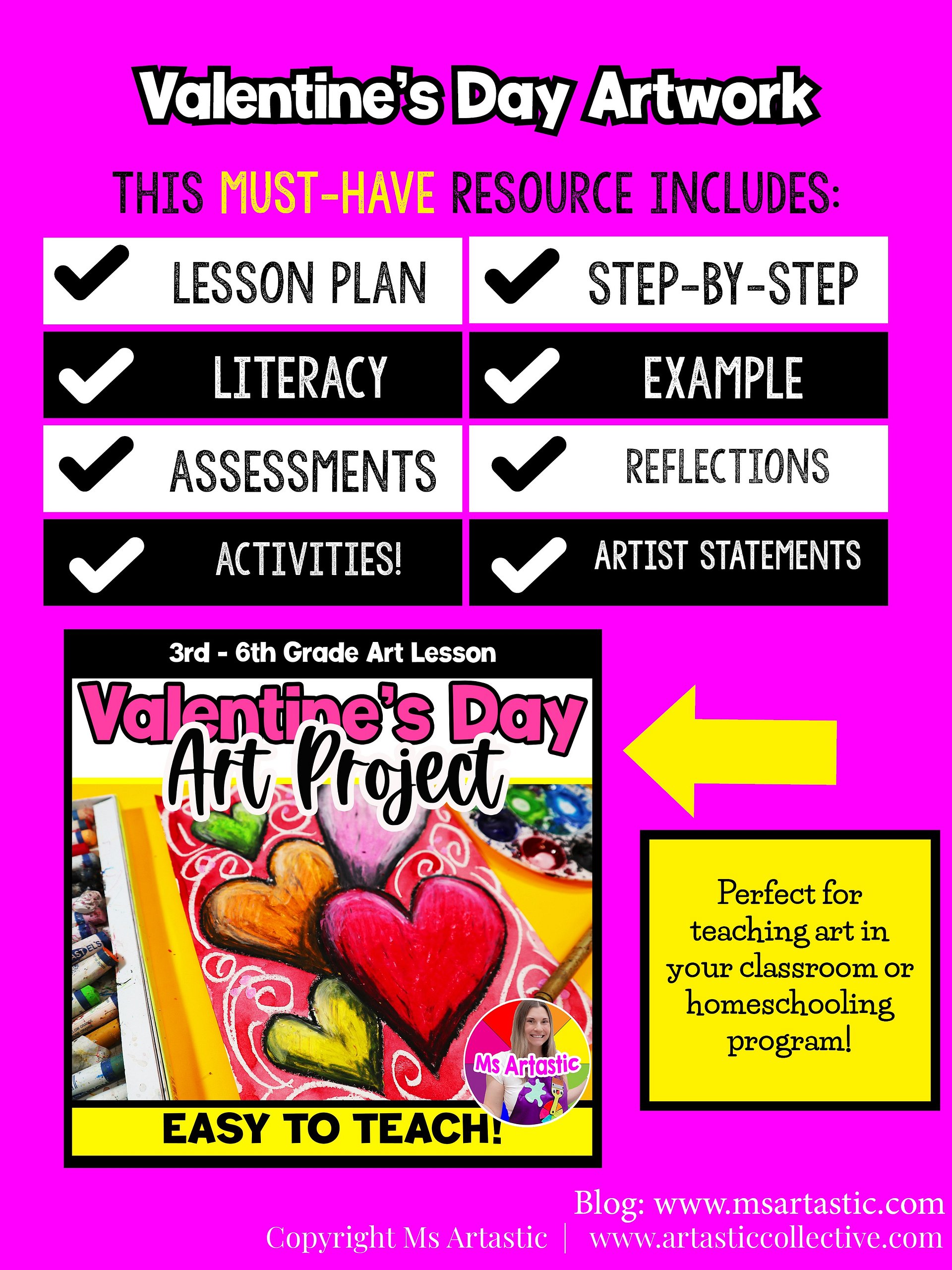 Valentine’s Day Value Heart Art Project, Value Shading Hearts, Oil Pastel Watercolor Resist Art Lesson product image (5)
