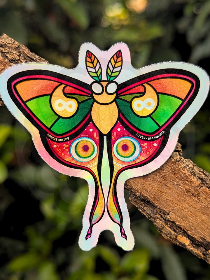 № 12 | AUTISTIC PRIDE MOTH | HOLOGRAPHIC STICKER | (1-PACK) product image (1)