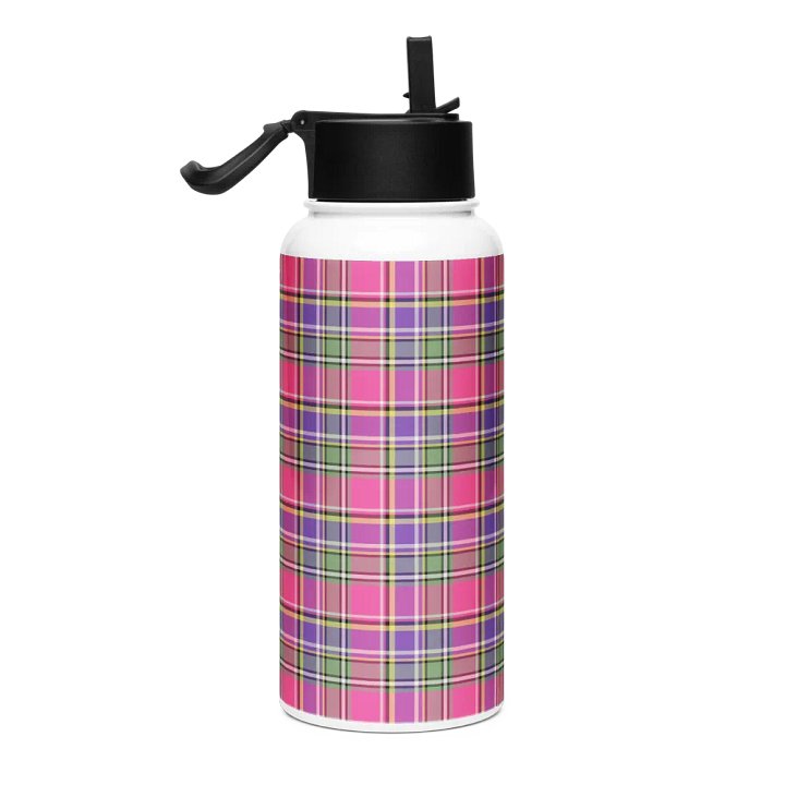 Hot Pink and Purple Vintage Plaid Water Bottle product image (1)