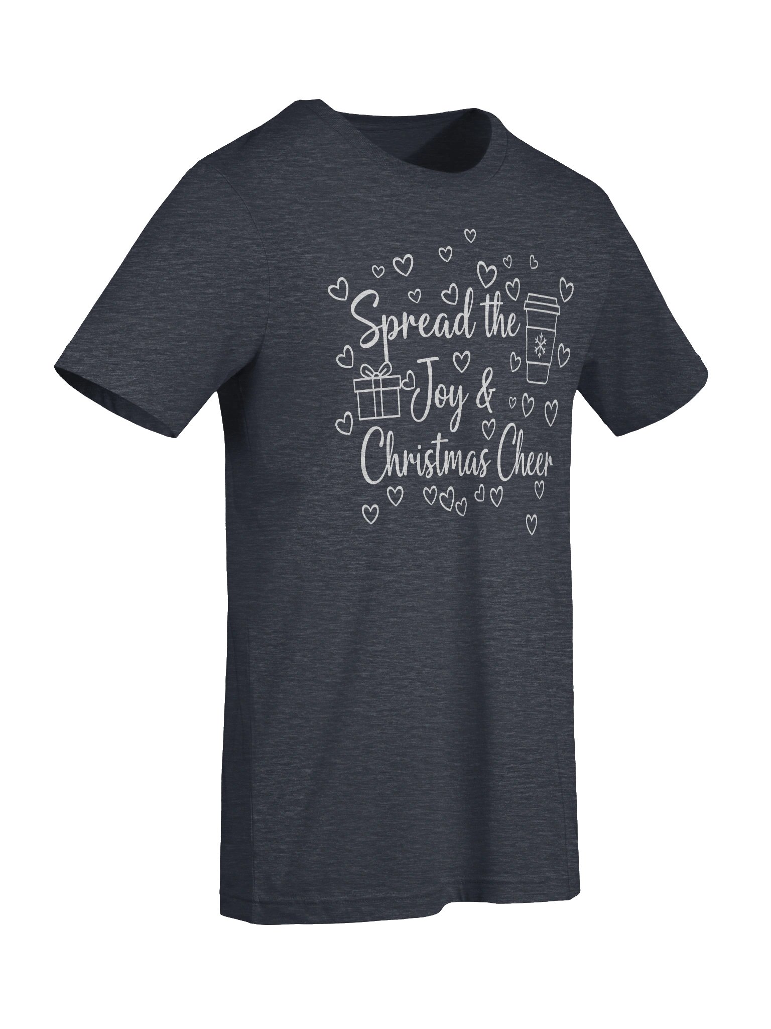 Spread the Joy & Christmas Cheer T-Shirt – Cute Holiday Coffee Hearts Gift Tee product image (36)