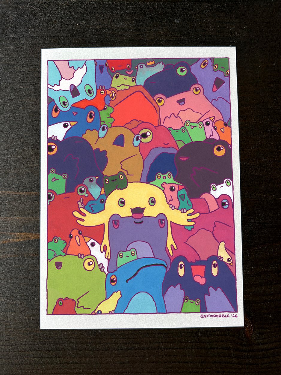 print : frog and bird stack product image (1)