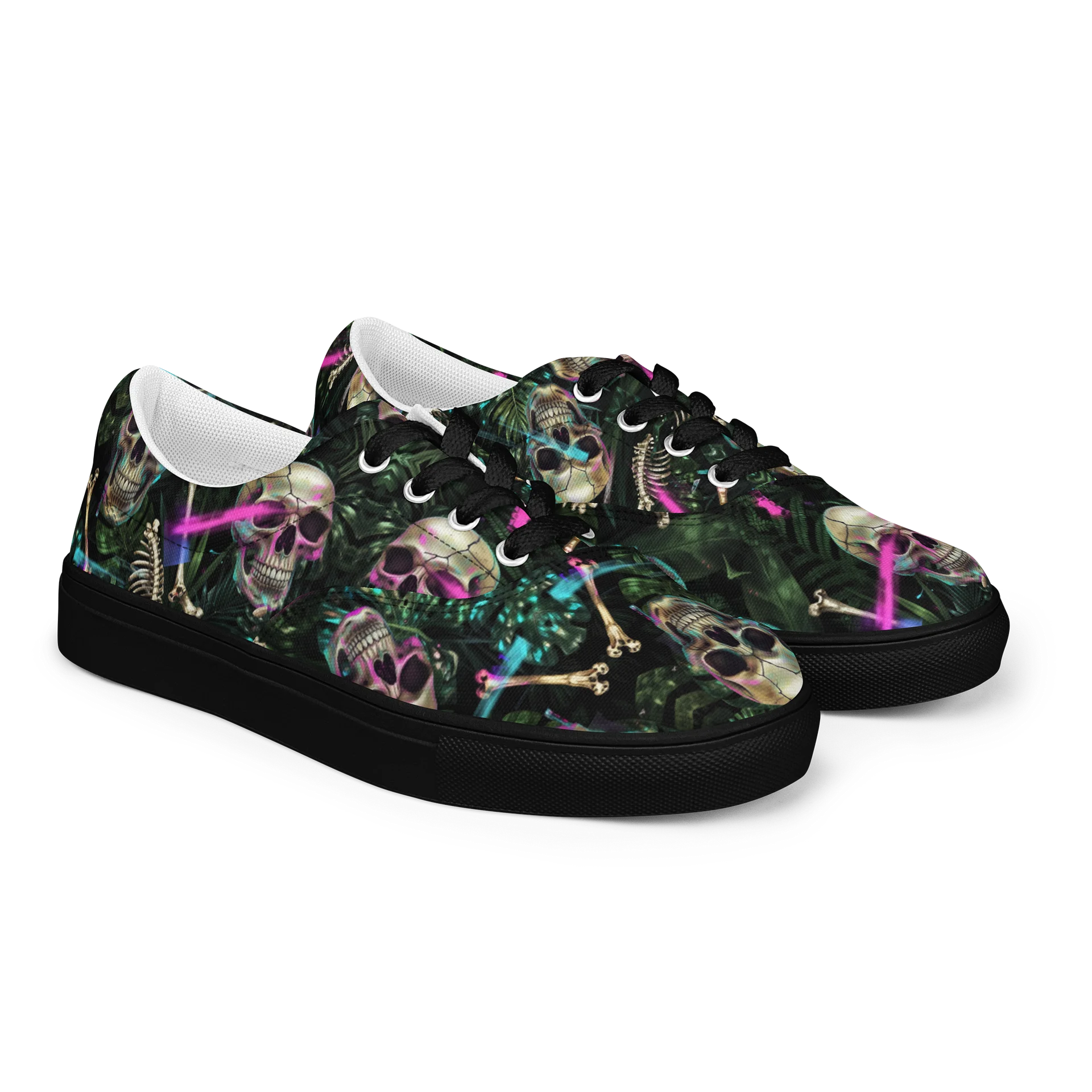Neon Bone Jungle Lace-Up Canvas Shoes product image (10)