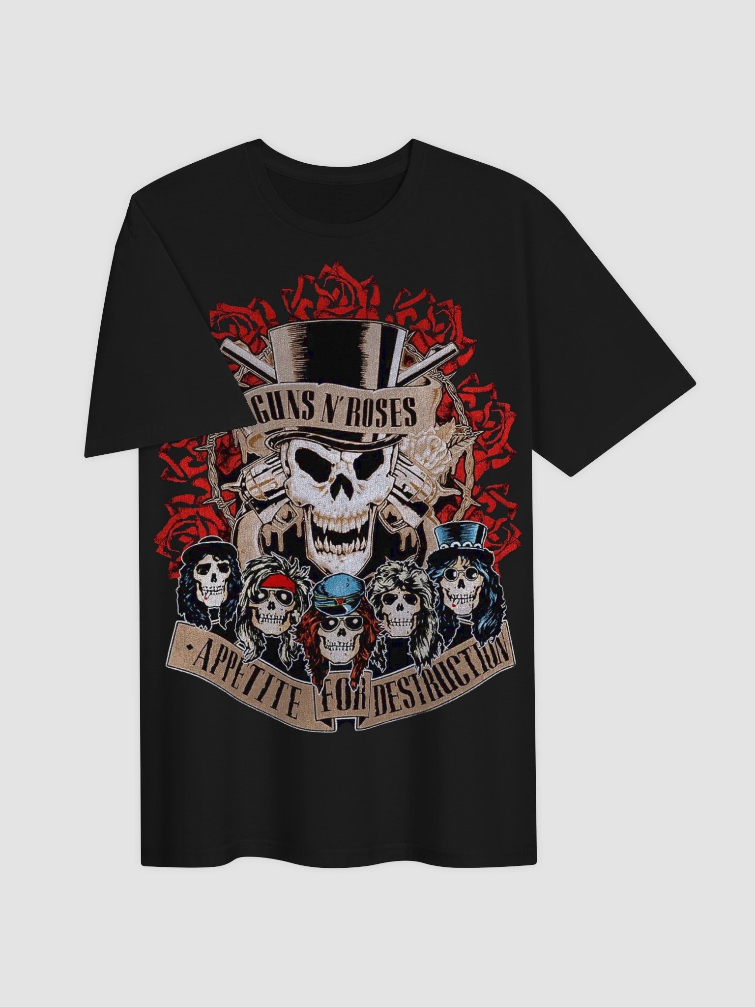 Guns N' Roses Appetite for Destruction T-Shirt | Skull Roses Crest Graphic Tee | Vintage Hard Rock Collector Shirt product image (3)