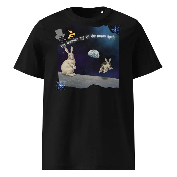 KC, Bunnies on the Moon, Black Tee product image (1)
