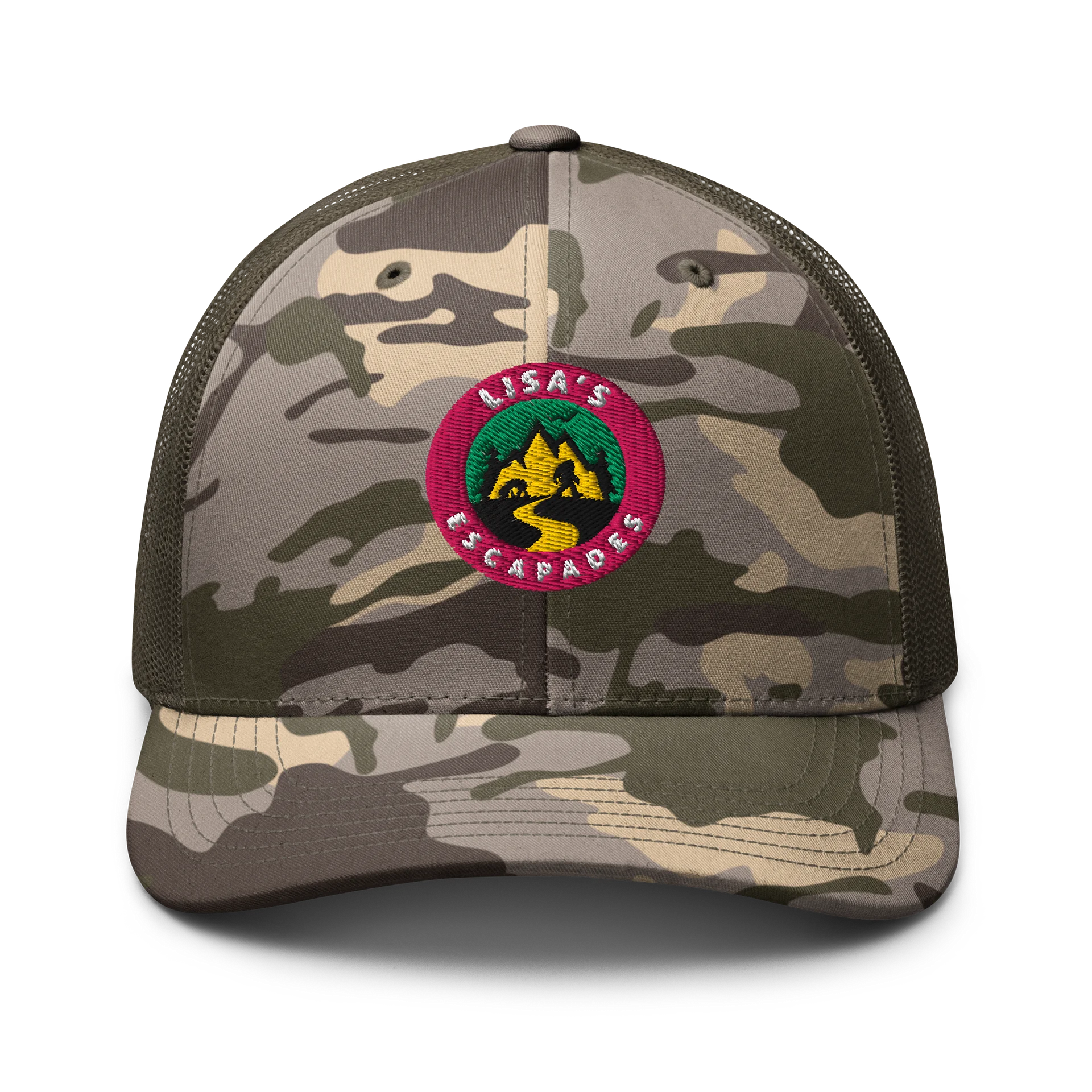 Lisa’s Escapades Adventure Logo Camo Olive Hat product image (1)