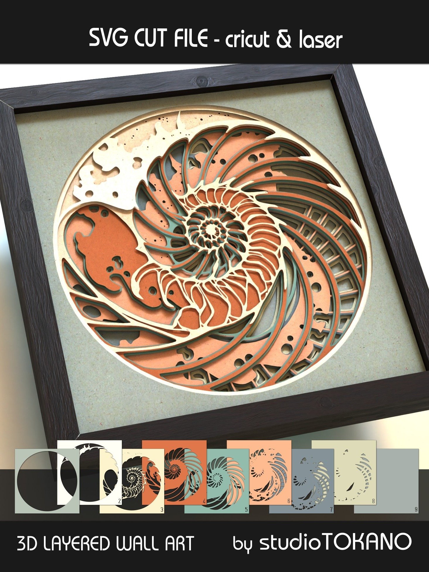 Nautilus Sea Shell 3D SVG product image (8)
