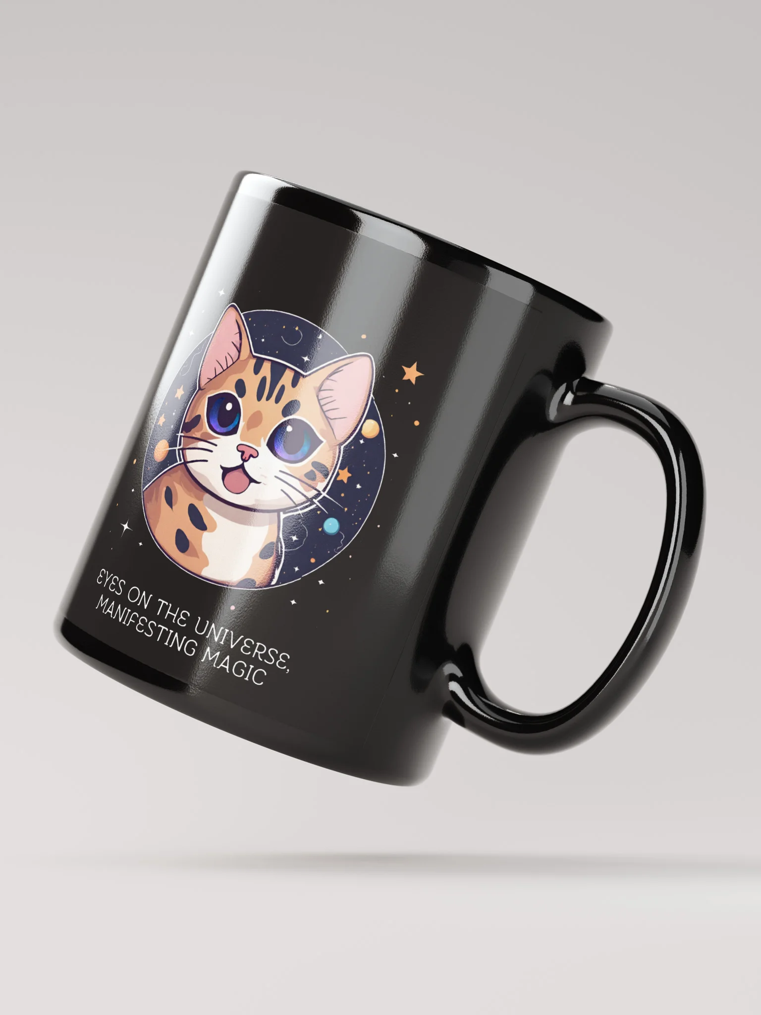 Cosmic Cat Black Glossy Mug product image (4)
