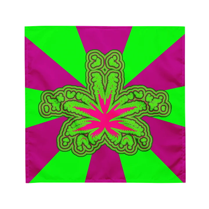 Neon Green Hot Pink Cannabis Bandana, Stoner Circus Style Summer Accessory, Weed Leaf Art product image (1)