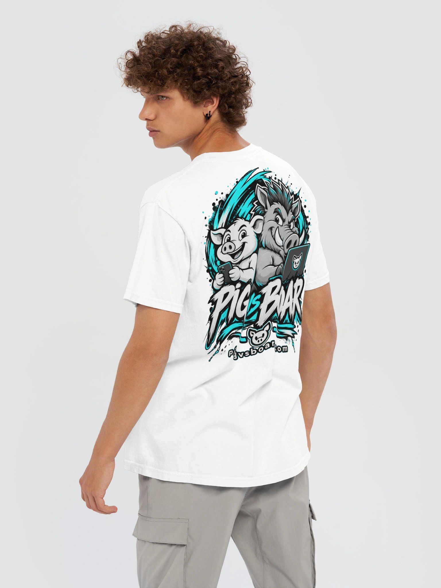Pig vs Boar Showdown Adult Tee - Teal product image (6)