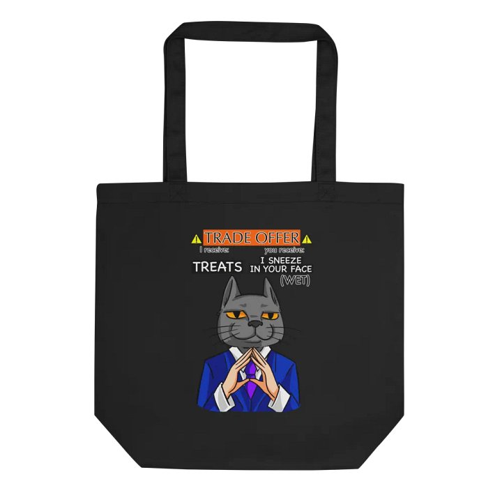Trade Offer Human-Cat Meme Double Sided Totebag - Black product image (2)