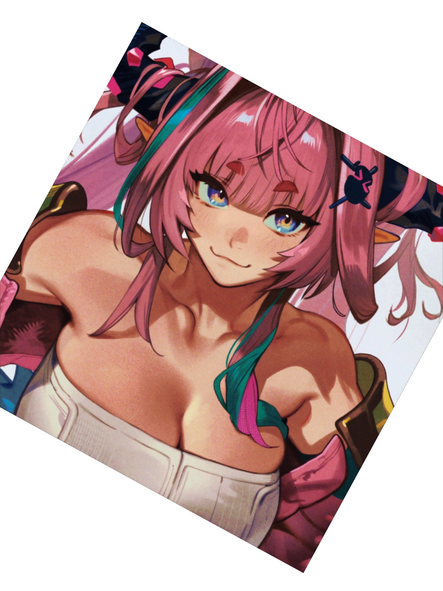 Pink Hair Horn Girl Square Sticker product image (2)