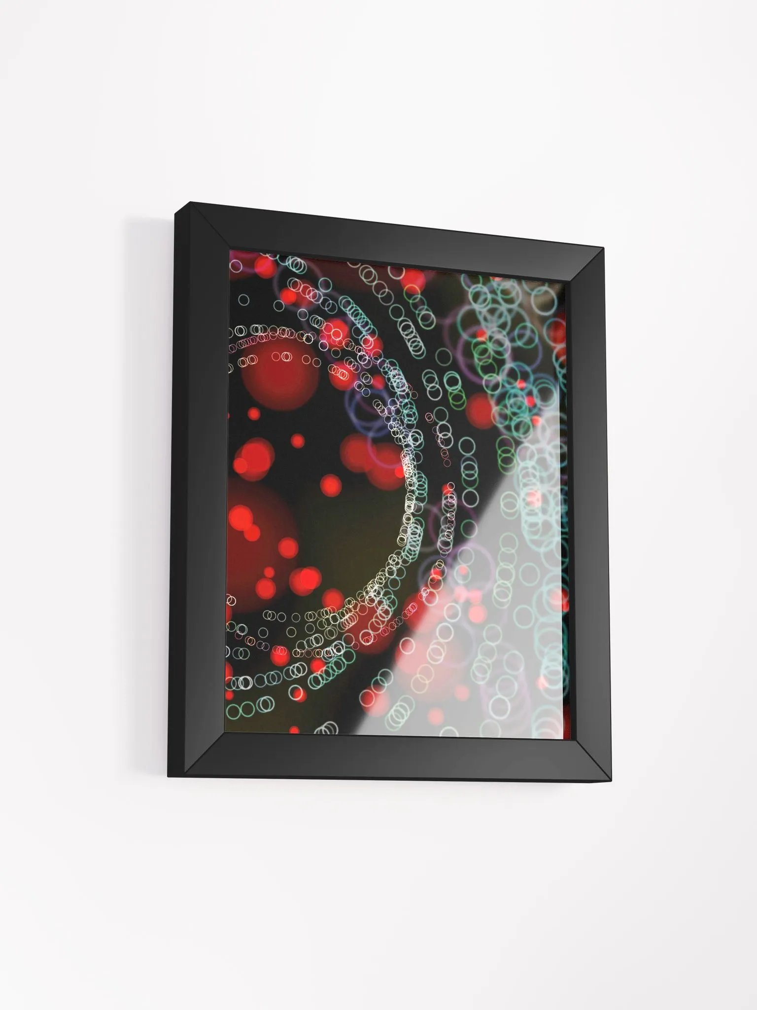 Green Red Blinking Bokeh Rings Framed Poster product image (46)