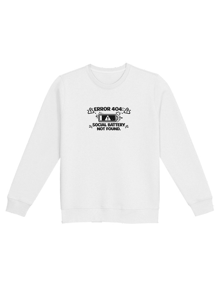 "Social Battery Not Found" Unisex Black-Stitch Embroidered Sweatshirt product image (1)