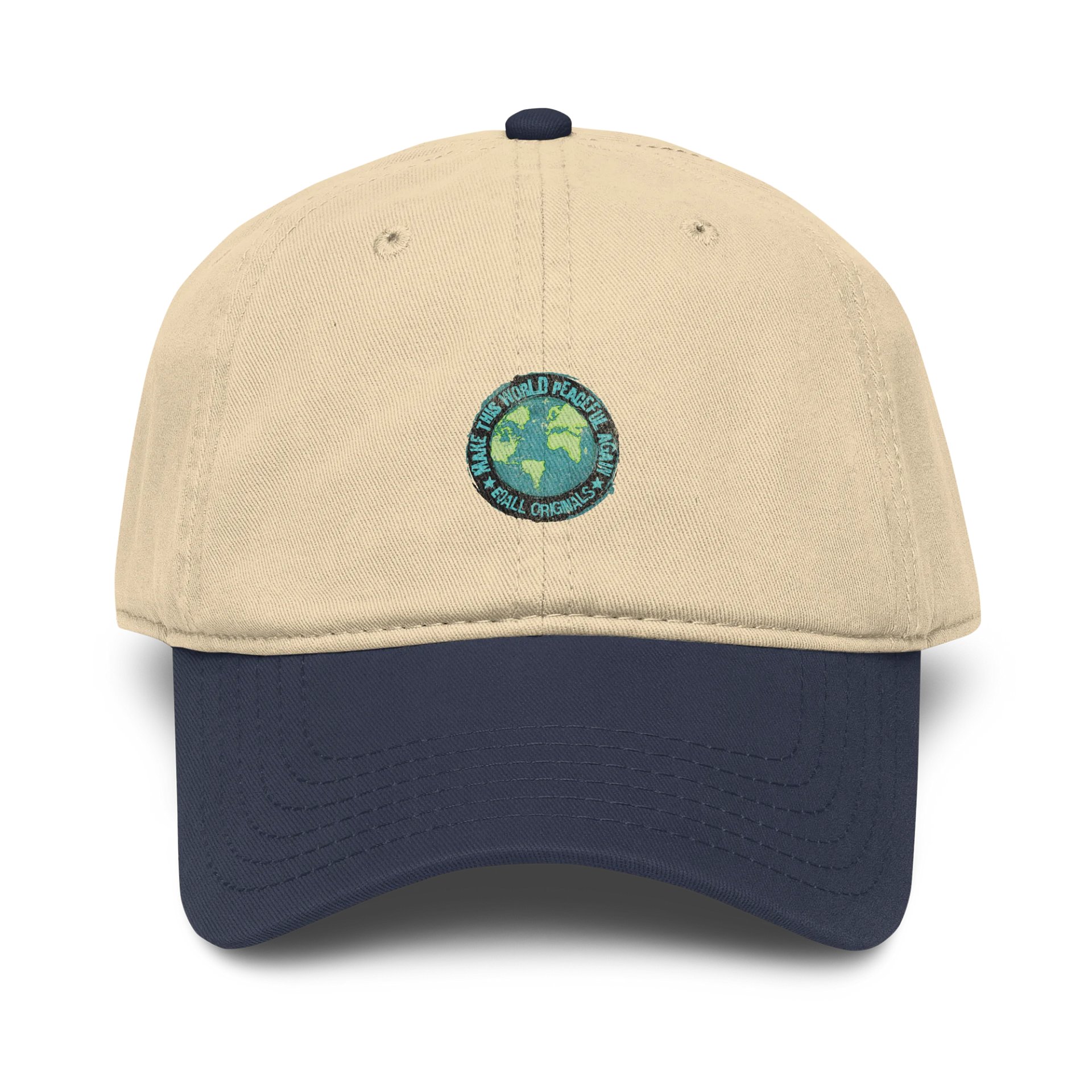 World Peace_EQALL® Originals 100% Cotton Garment Washed Cap_Vintage Black / Turquoise product image (1)