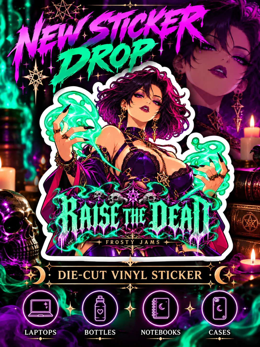 Raise the Dead ☠️ | Necromancer Die-Cut Sticker product image (1)