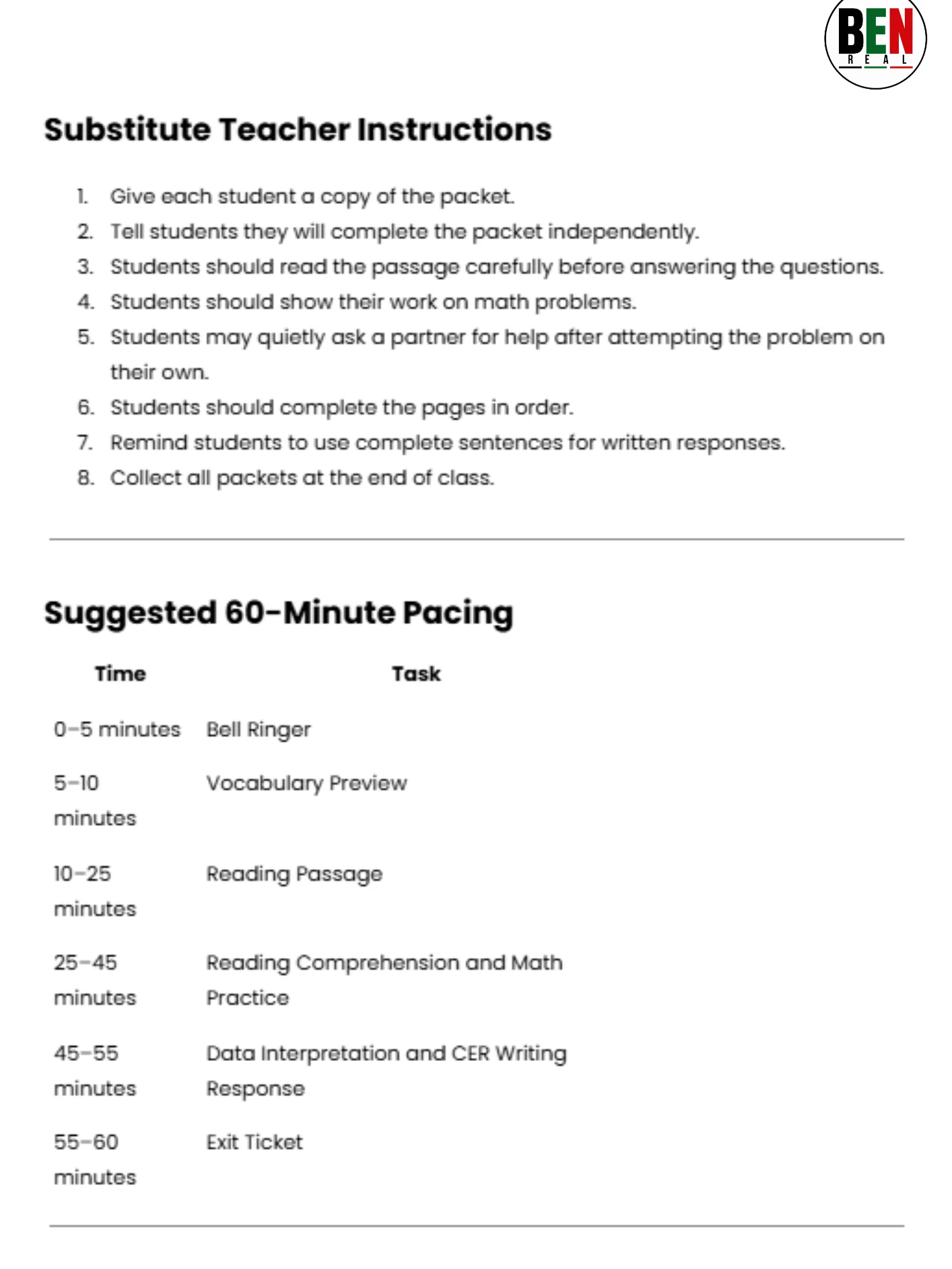 Black History 365 Sub Plan: Benjamin Banneker: Time, Astronomy, And Mathematical Thinking | Middle School Math | 60-Minute Lesson product image (3)