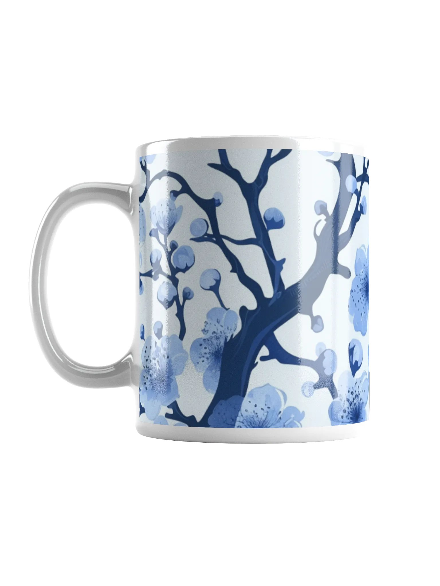 Blue and White Floral White Glossy Ceramic Mug by Treasure Pie product image (6)