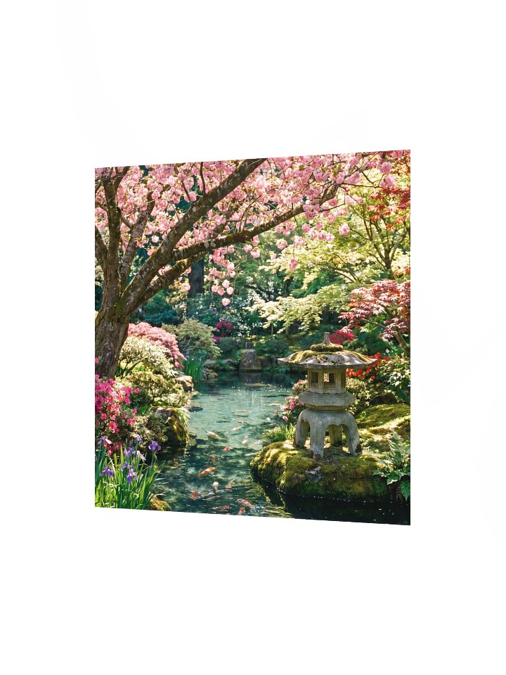 Serene Japanese Garden & Koi Pond Print - Spring Cherry Blossom Wall Art product image (2)