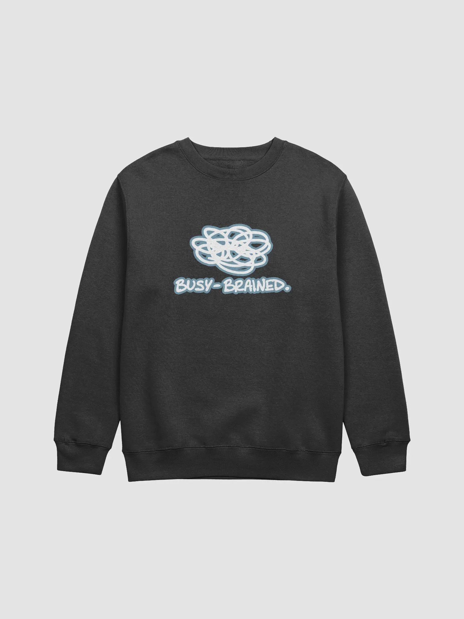BUSY-BRAINED (lined design, #709AAF) printed crewneck product image (2)