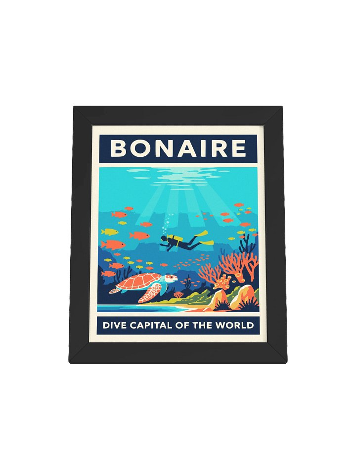 Bonaire Dive Capital of the World Wall Art – Tropical Ocean Scuba Print, Coral Reef & Sea Turtle Travel Poster product image (1)