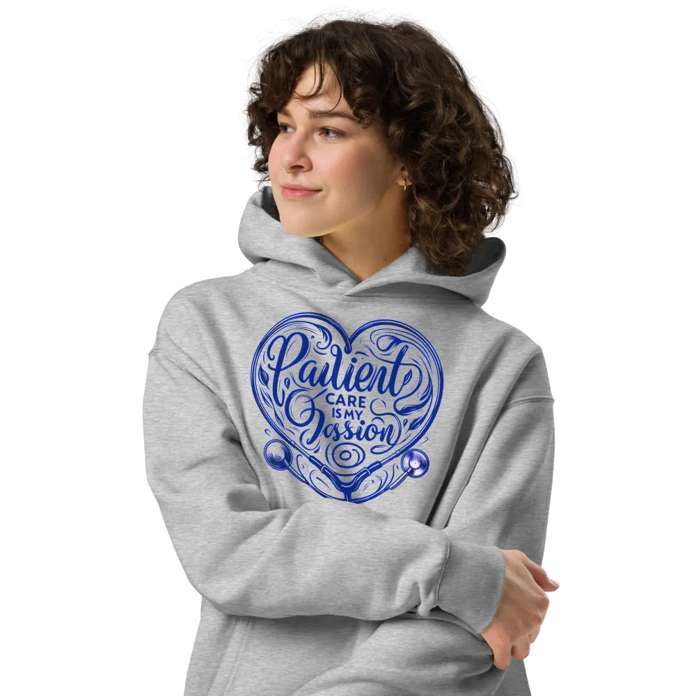 Passion Heart Blue Calligraphy Hoodie product image (4)