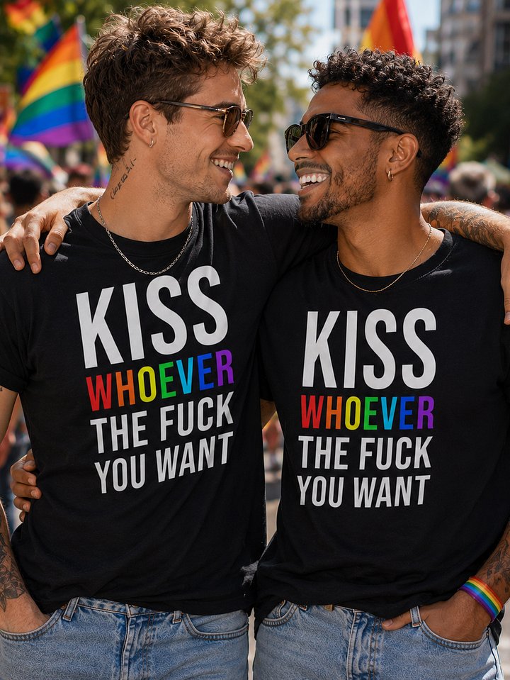 Kiss Whoever You Want Rainbow Pride Tee product image (2)